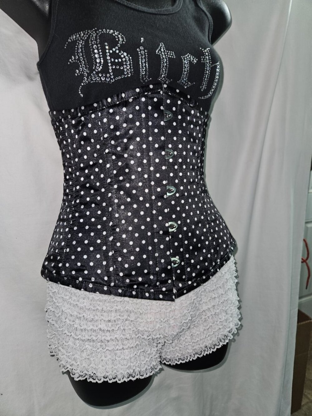 NWT 24"/S DUCHESS TIGHT LACING POLKA DOT ROCKABILLY RETRO CORSET - Picture 2 of 12